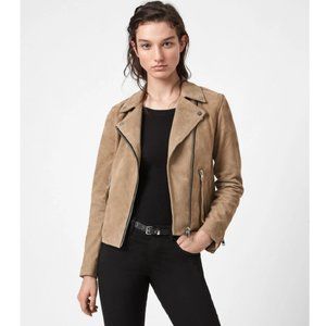 All Saints: Suede Stone Leather Biker Jacket Size 6- Never Worn